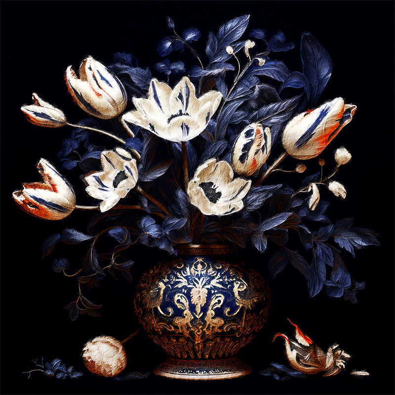 Bloemen in delf blauw stijl