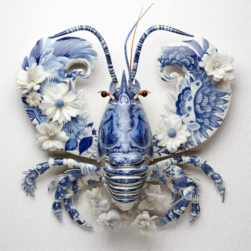 Hummer im Delfter-Blau-Stil