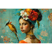 Frau mit Vogel