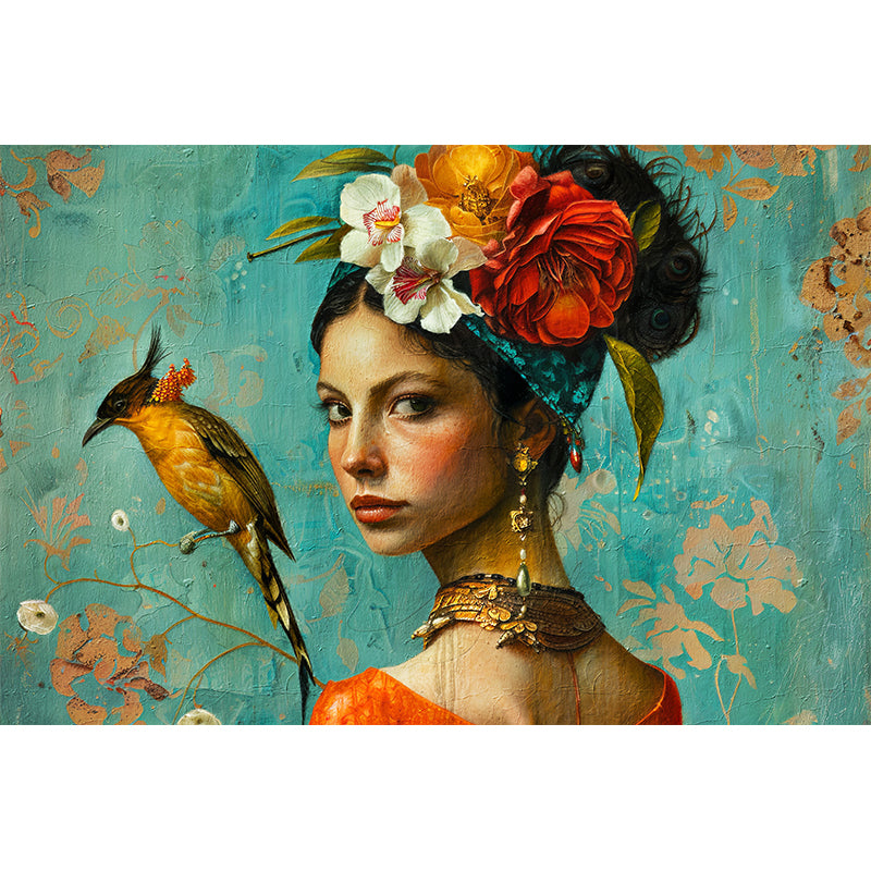 Frau mit Vogel