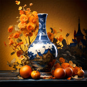 Vase mit orangen Blumen