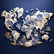 Karte - Welt - Delfter Blau