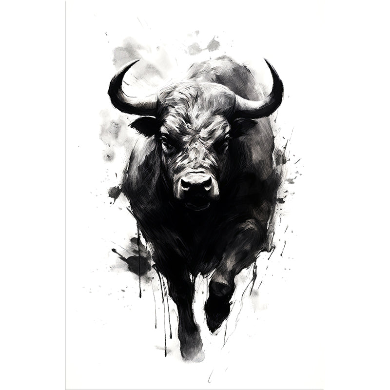 Stier in Schwarz-Weiß