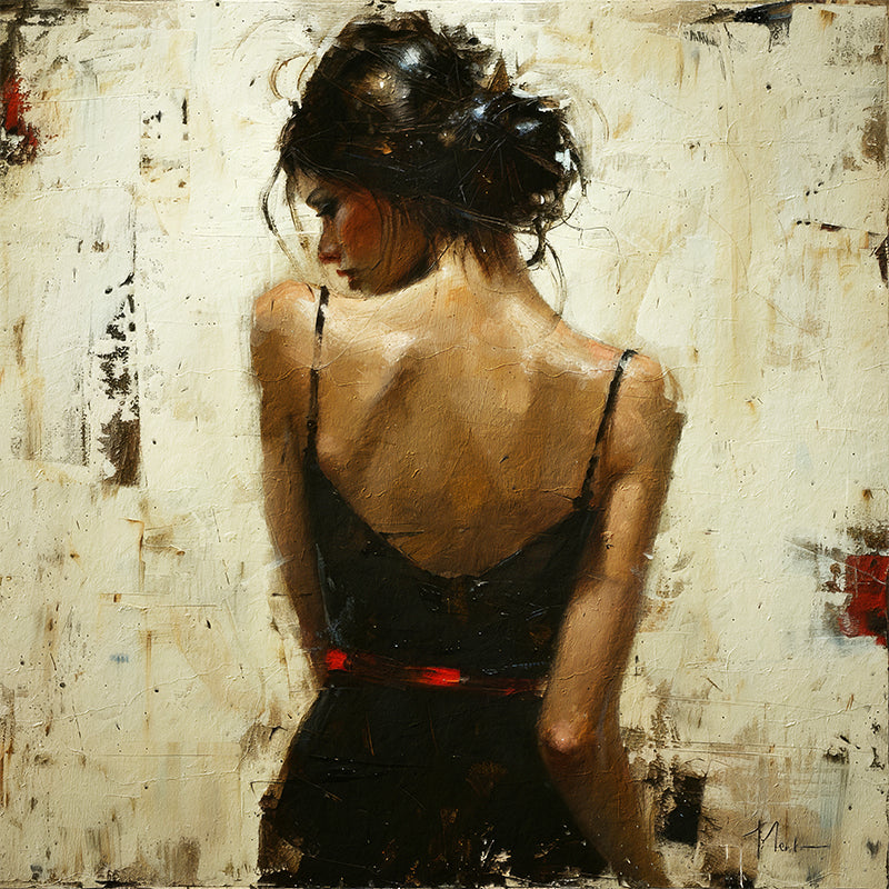 Schilderij vrouw met blote rug