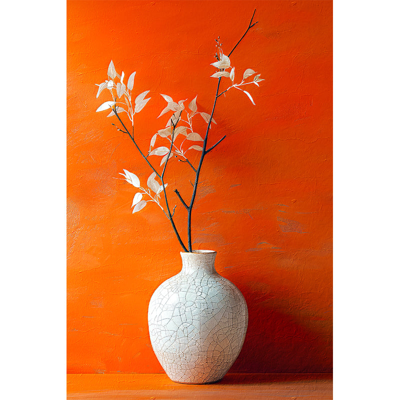 Weiße Vase in Orange