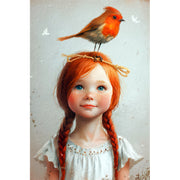 Mädchen mit Vogel Gemälde