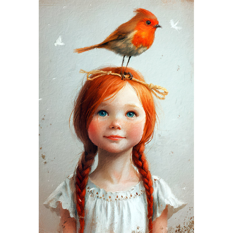 Mädchen mit Vogel Gemälde