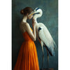 Vrouw met reiger kunst