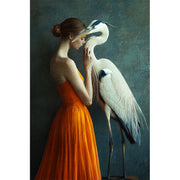 Vrouw met reiger kunst