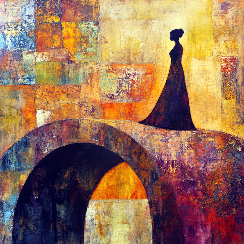 Frau auf der Brücke