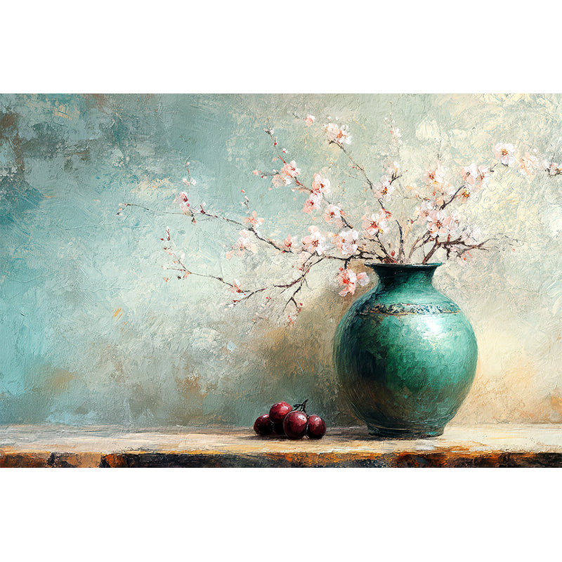 Grüne Vase mit Blumen