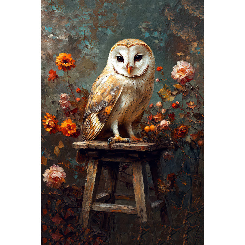 Vintage Uil schilderij