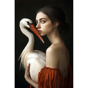 Gemälde Frau mit Storch