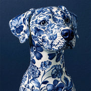 Hund in Delfter Blau