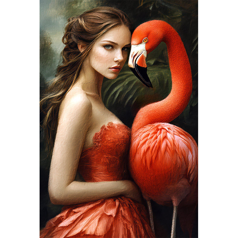 Frau mit Flamingo