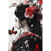 Japanische Frau mit Blumen