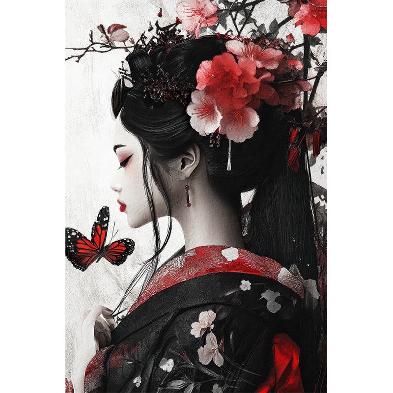 Japanische Frau mit Blumen