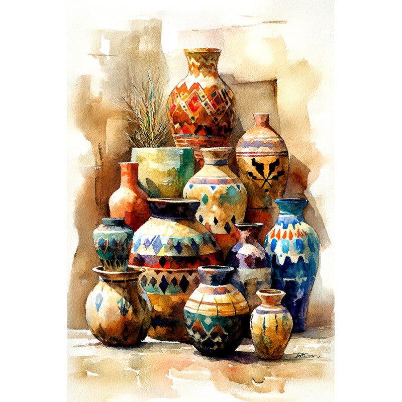 Aquarellgemälde Pueblo-Töpfe II