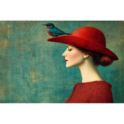Frau mit Hut und Vogel IV