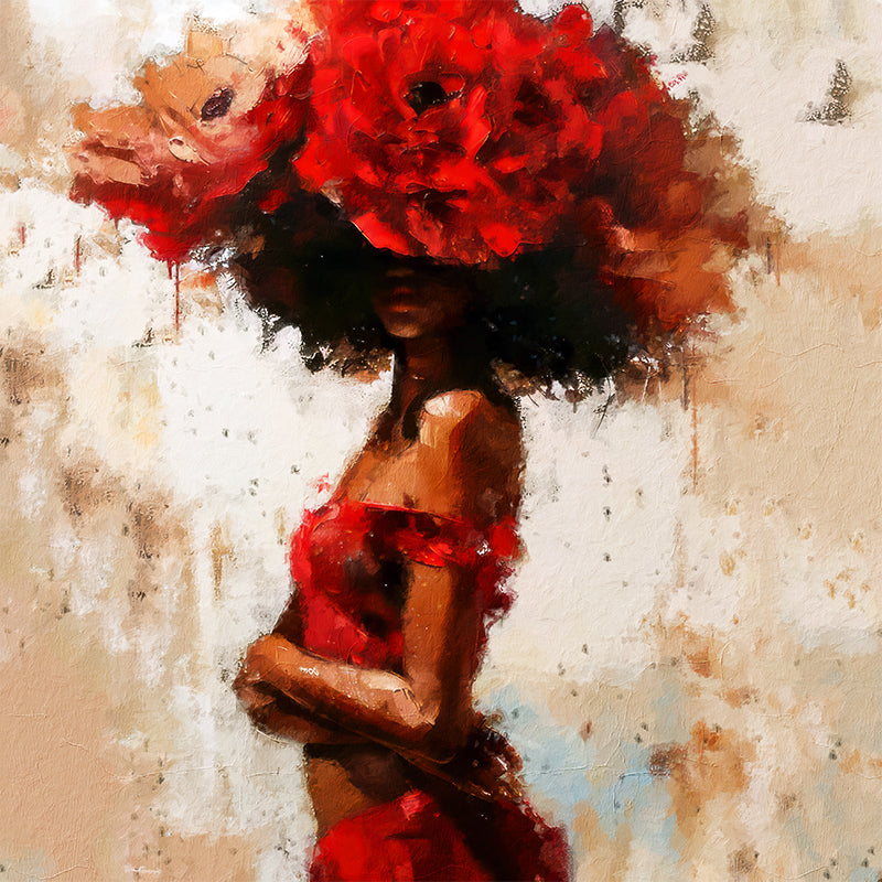 Vrouw met rode bloemen