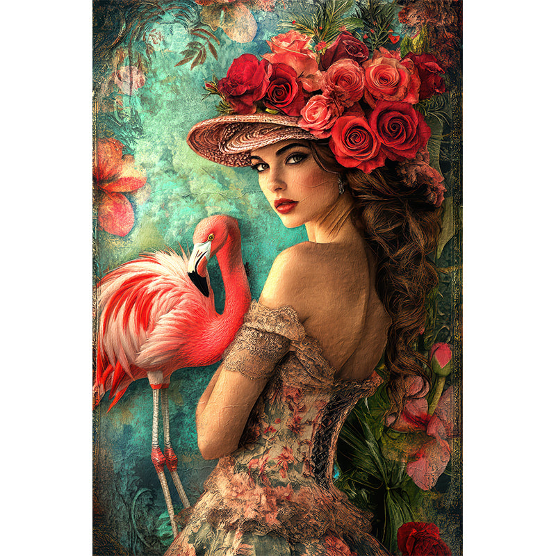 Schöne Frau mit Flamingo III