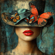 Frau mit Hut - Schmetterling