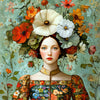 Vrouw met vintage bloemen