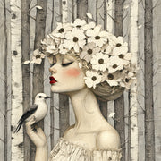 Vrouw met bloemen en vogels II