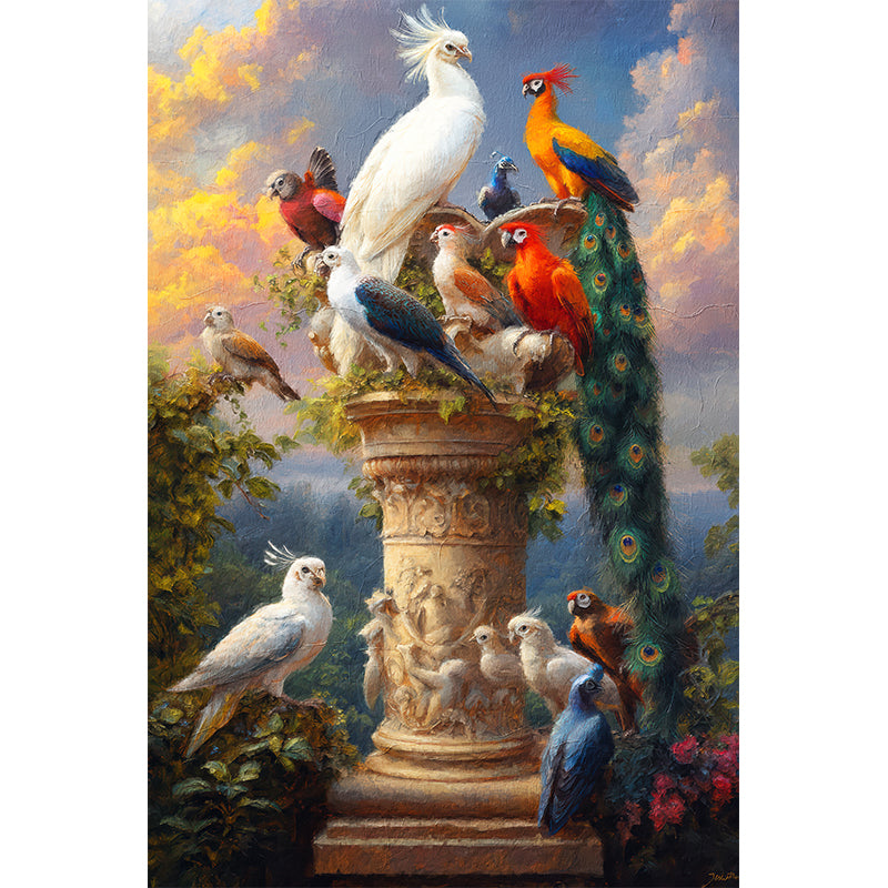 Eine Gruppe exotischer Vögel