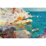 Rocks at javea the white boat - Joaquín Sorolla