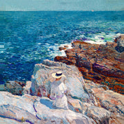 Frau an der felsigen Küste – Frederick Childe Hassam