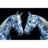 Pferde im Delfter Blau-Stil