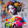 Asiatische Frau im Kimono-Graffiti