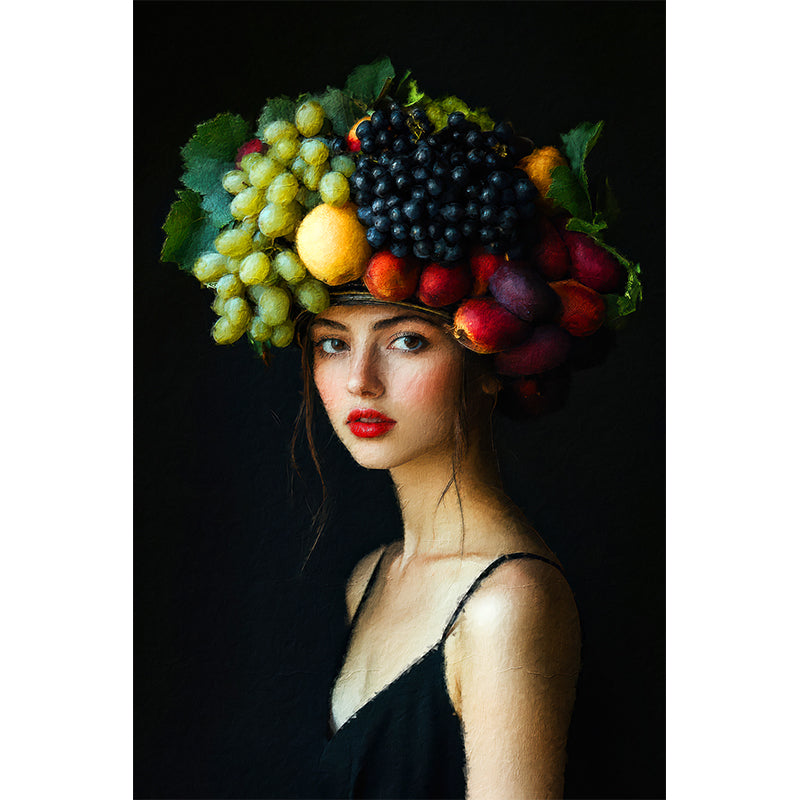 Gemälde einer Frau mit Obst