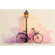 Fahrrad bei Straßenlaterne