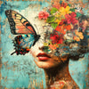 Frau, Blumen und Schmetterlinge II