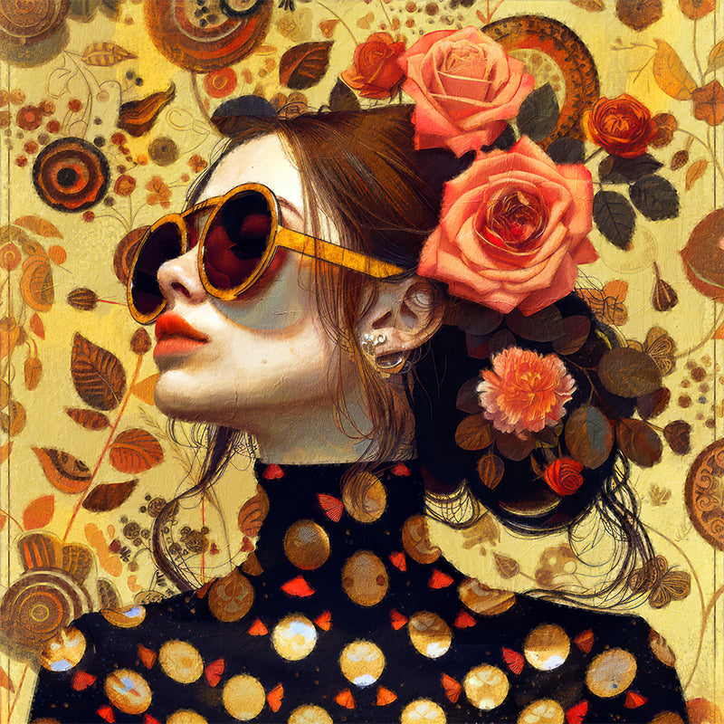 Frau mit Rosen Kunst