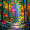 Farbenfroher Waldweg im Herbststil