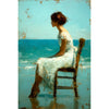 Meisje in Witte Jurk op Strand