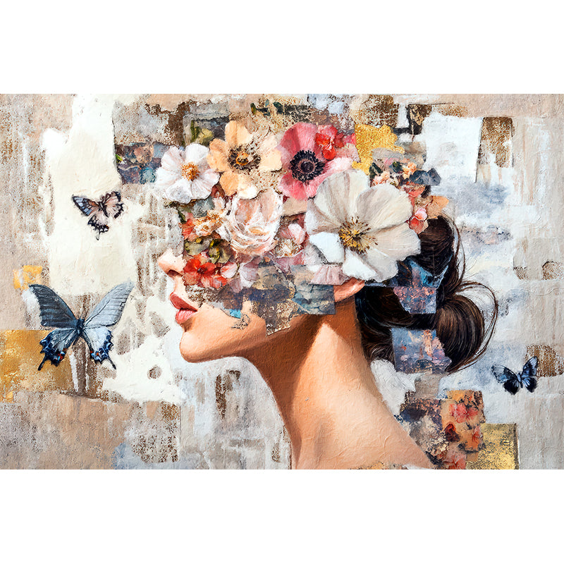 Frau Blume Schmetterling Kunstwerk