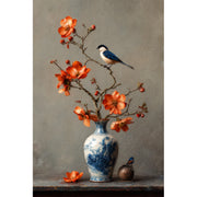Porzellanvase mit Vogel