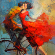 Schilderij Koppel op de fiets