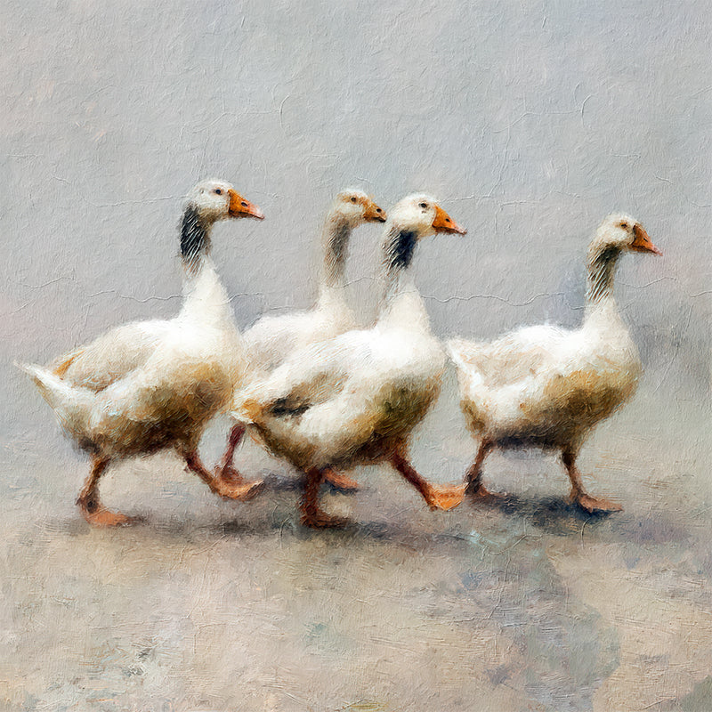 Vier Gänse Kunstwerk