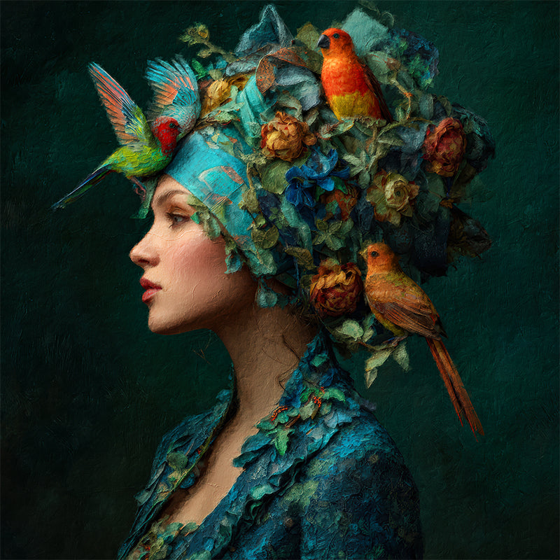 Dromerige Vrouw met vogels