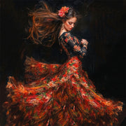 Spanische Frau im Flamenco-Kleid