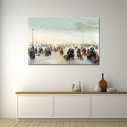 IJsvermaak bij een stad - Hendrick Avercamp