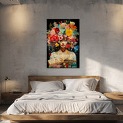 Vrouw met Bloemen schilderij