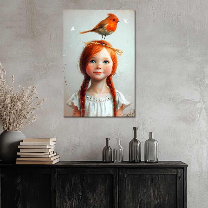 Mädchen mit Vogel Gemälde