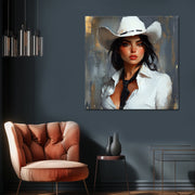 Frau mit Cowboyhut