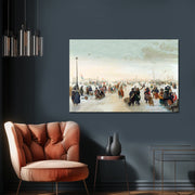 IJsvermaak bij een stad - Hendrick Avercamp